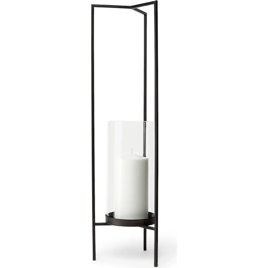 Abigail I Gun Table Candle Holder by Mercana in black. Made from glass in a eclectic & global style.