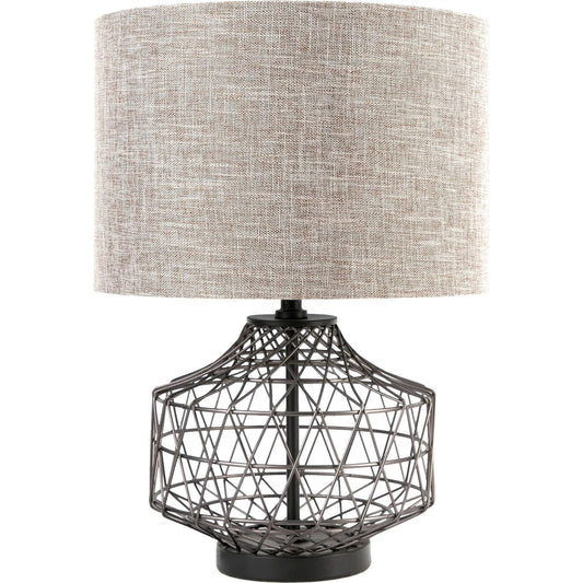 Clark Table Lamp by Mercana in gray. Made from linen shade in a modern style.