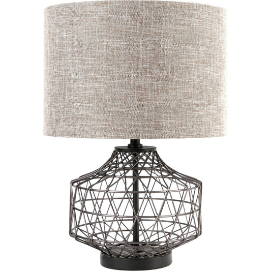 Clark Table Lamp by Mercana in gray. Made from linen shade in a modern style.