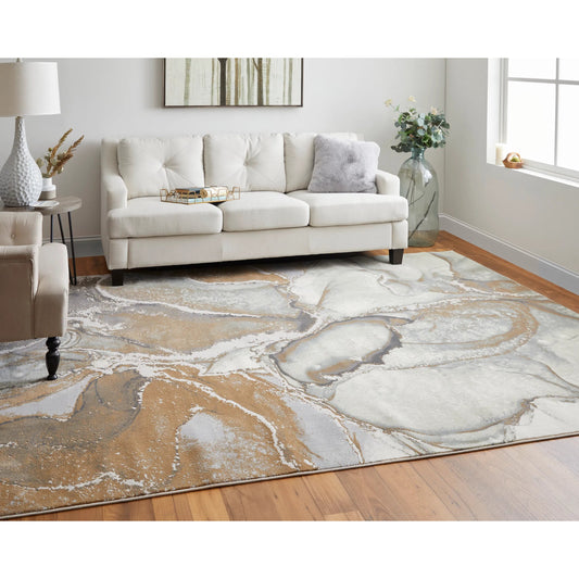 Clio Rug - 39K5F by Feizy in gray, brown. Made from polypropylene, polyester in a unique style.
