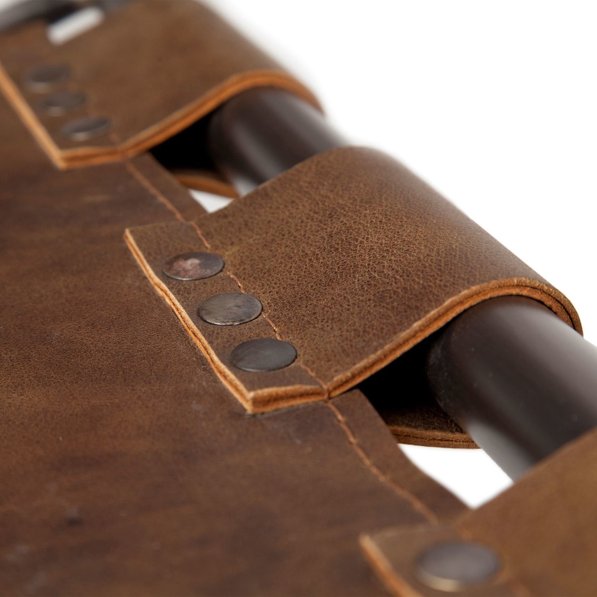 Berbick Leather Seat Bar Stool by Mercana. Made from leather, iron in a rustic style.
