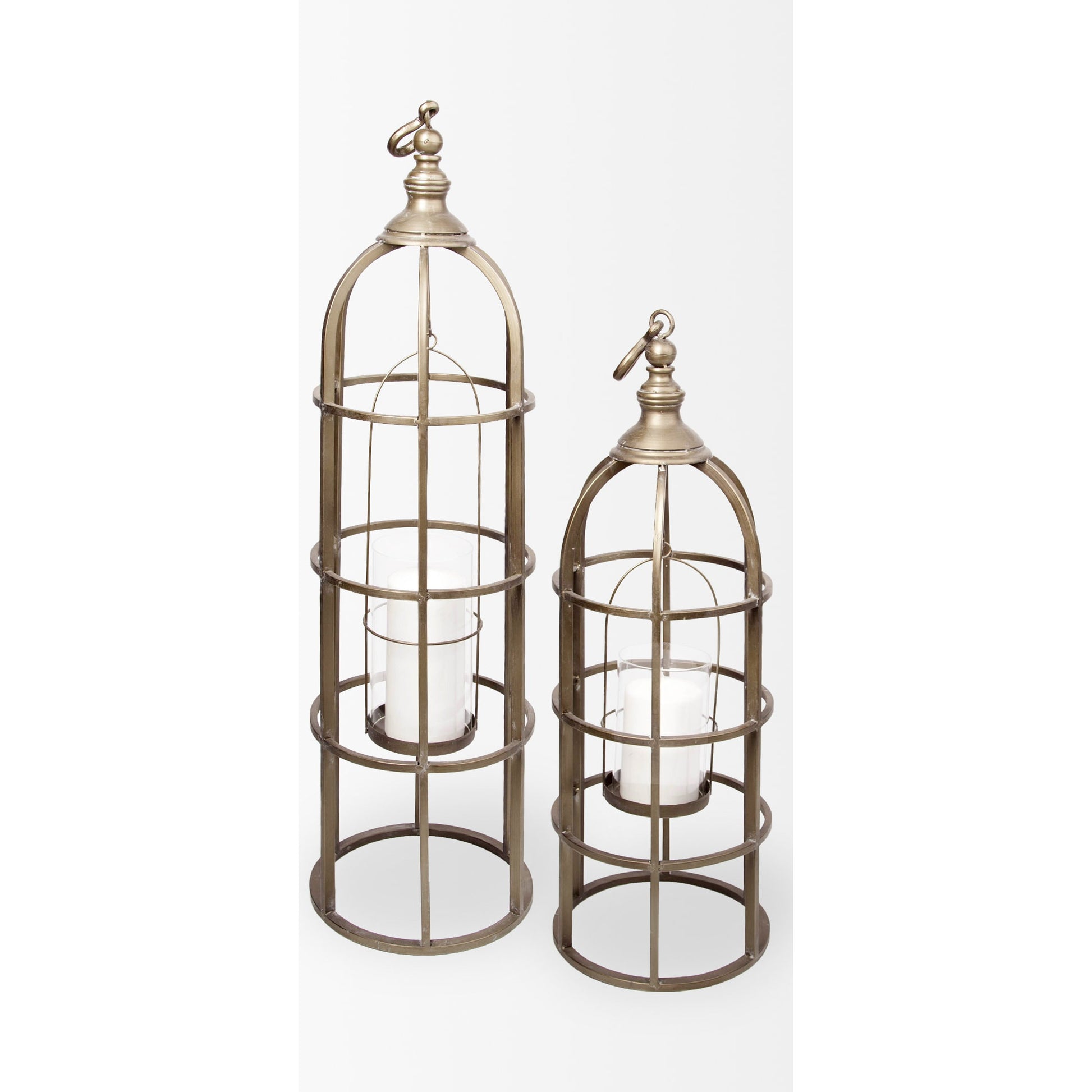 Gerson I Cage-Style Candle Holder Lantern by Mercana. Made from iron, brass in a modern style.