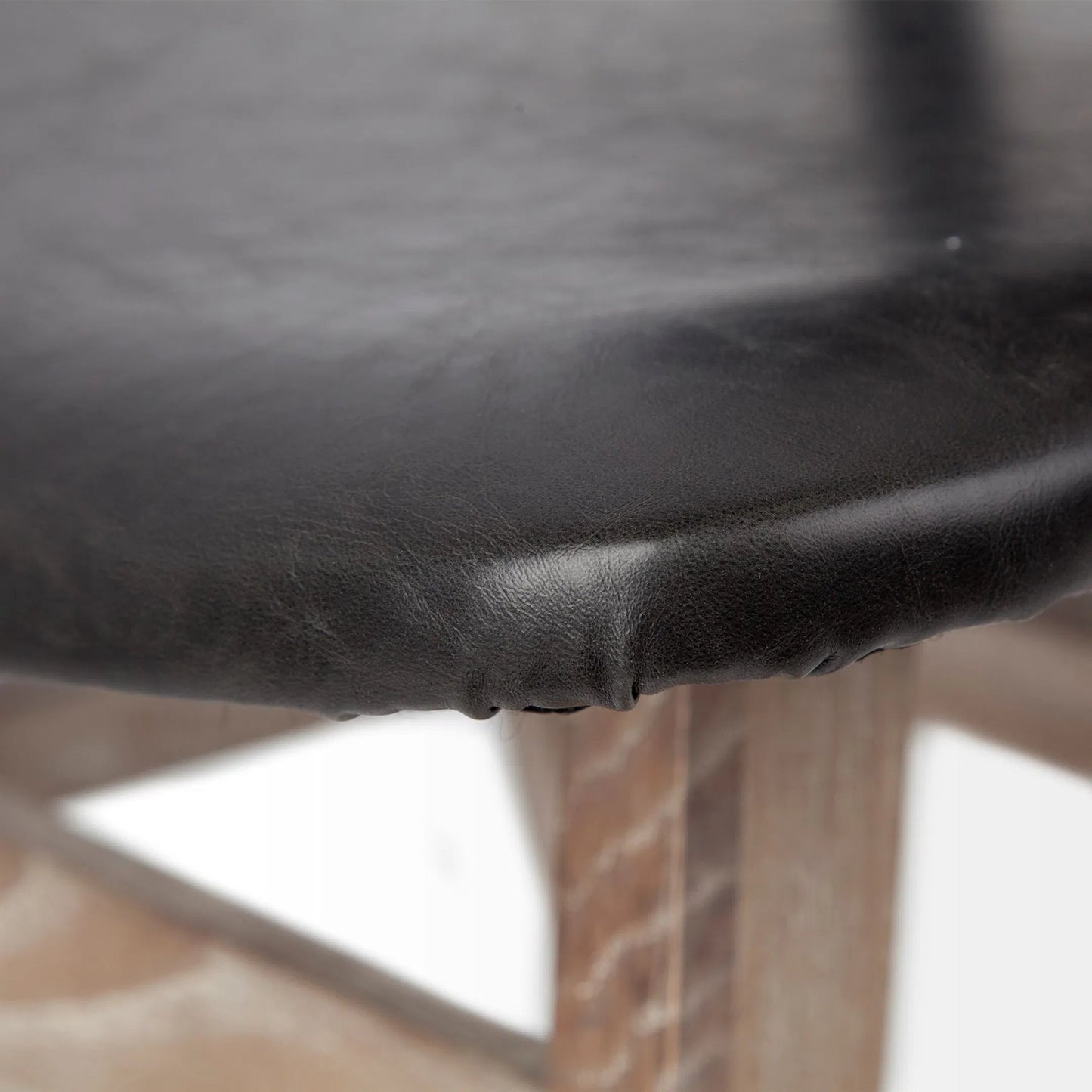 110 SR-746274 | Closeup | Haden Dining Chair (Set of 2) by Mercana in black. Made from faux-leather in a rustic style.