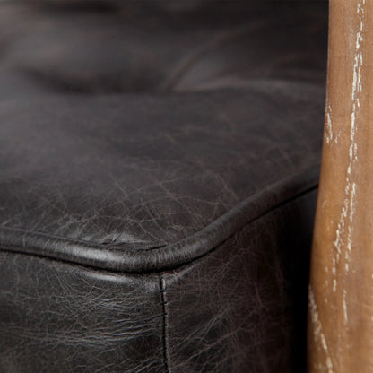 Phineas Leather Accent Chair by Mercana in black. Made from top grain leather in a modern style.