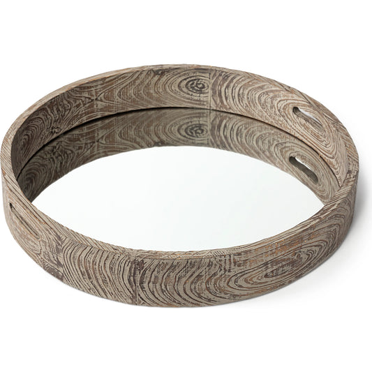 Whittier Mirrored Base Tray by Mercana in natural. Made from unique in a rustic style.
