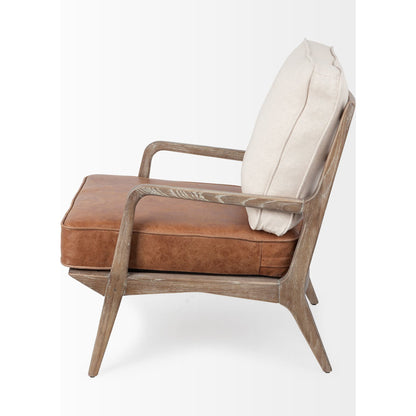 Harman Leather Accent Chair by Mercana. Made from wood, top grain leather in a rustic style.