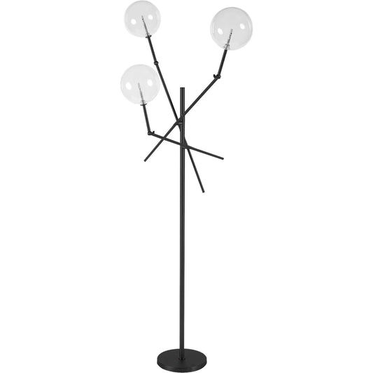 Connor Floor Lamp by Mercana in black. Made from metal, glass in a modern style.