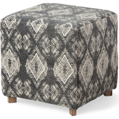 Pallu Ottoman by Mercana in black. Made from dhurrie cotton in a eclectic & global style.