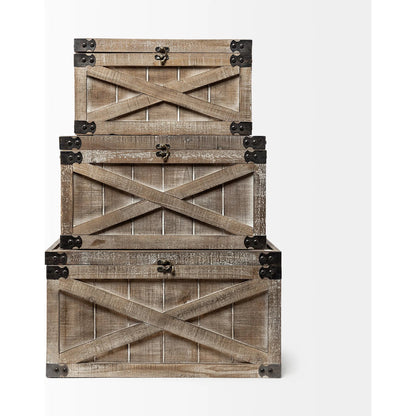 Port Moody Decorative Boxes Set of Three by Mercana in brown. Made from unique in a cottage & farmhouse style.