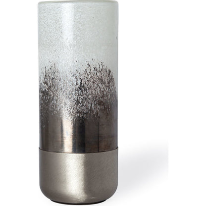 Baltic I White Brushed Metal Bottom Vase by Mercana in white, bronze, silver. Made from unique in a eclectic & global style.