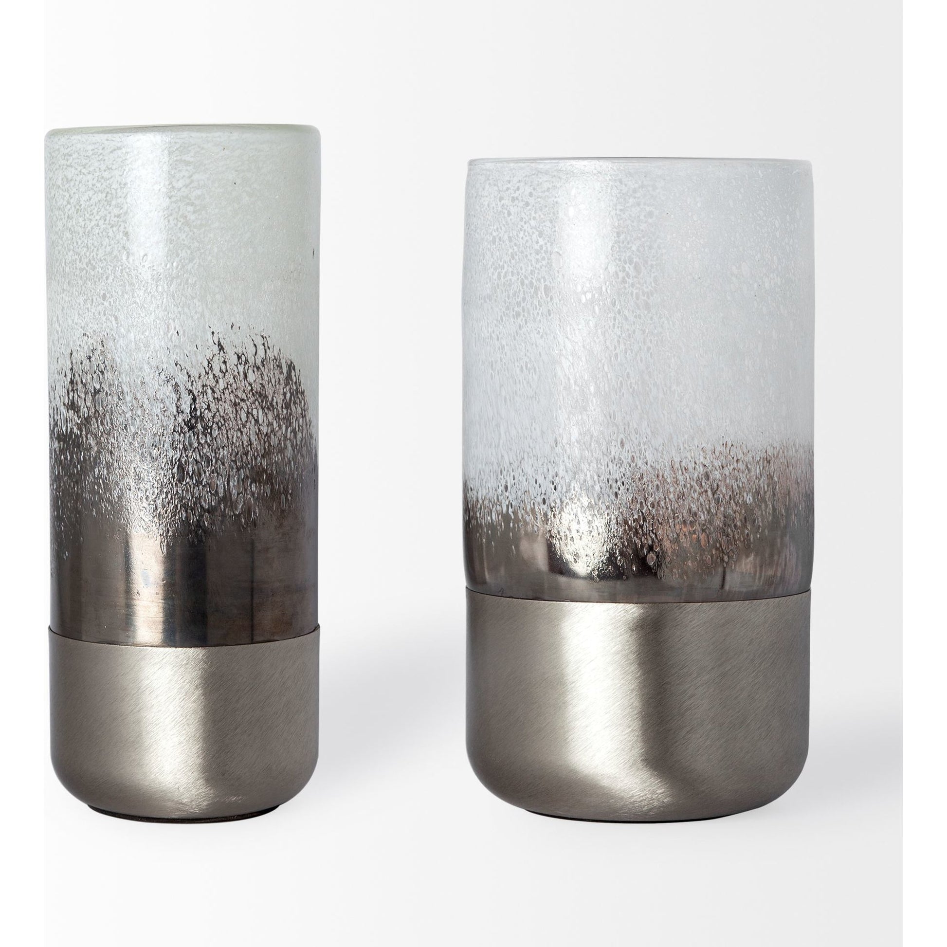 Baltic I White Brushed Metal Bottom Vase by Mercana in white, bronze, silver. Made from unique in a eclectic & global style.