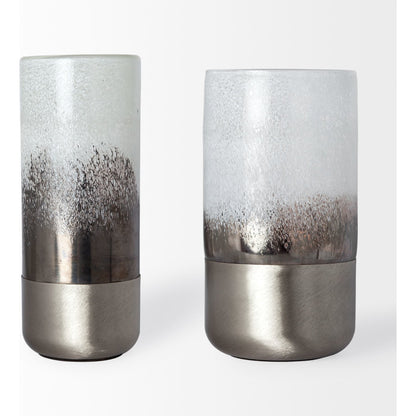 Baltic I White Brushed Metal Bottom Vase by Mercana in white, bronze, silver. Made from unique in a eclectic & global style.