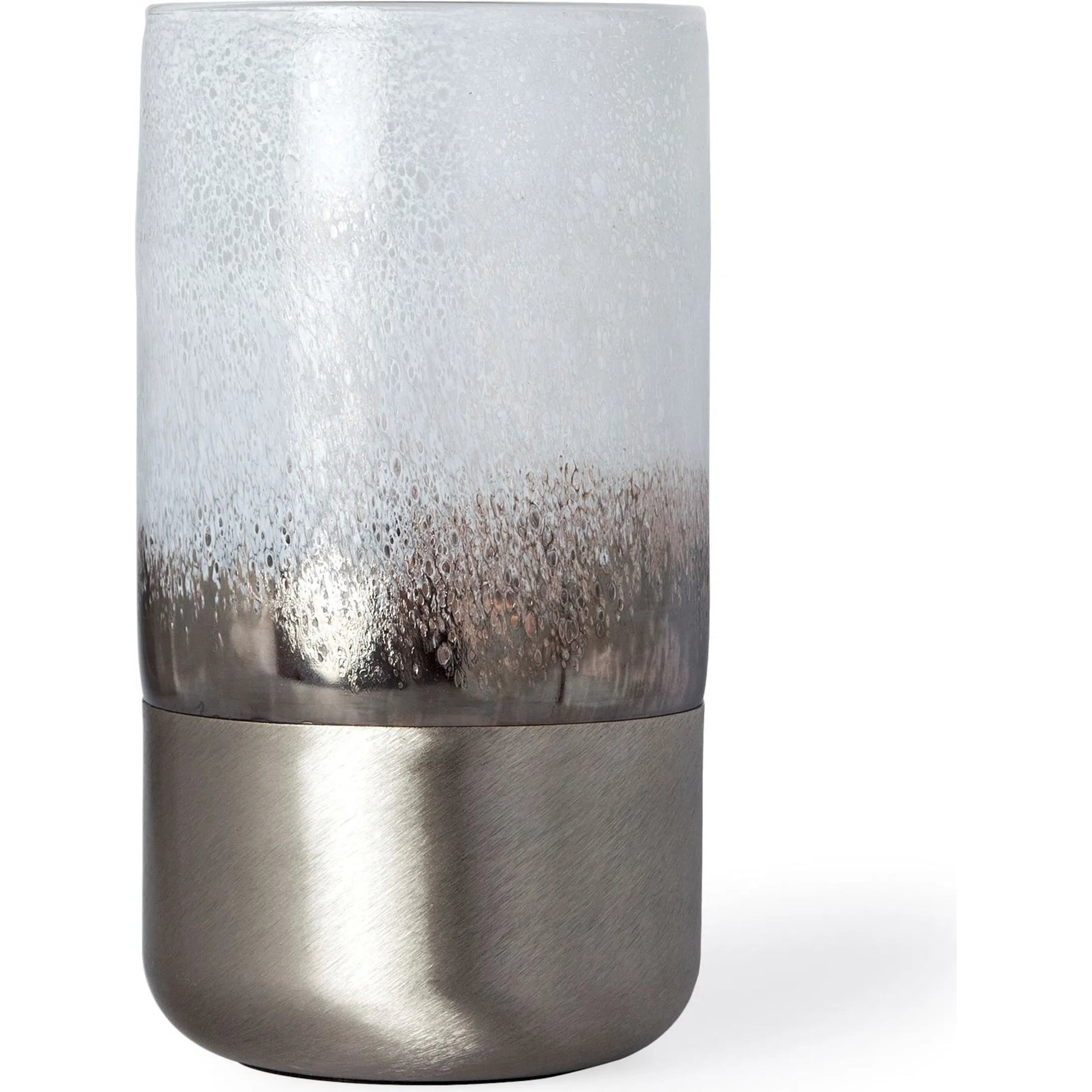 Baltic I White Brushed Metal Bottom Vase by Mercana in white, bronze, silver. Made from unique in a eclectic & global style.