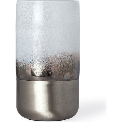 Baltic I White Brushed Metal Bottom Vase by Mercana in white, bronze, silver. Made from unique in a eclectic & global style.