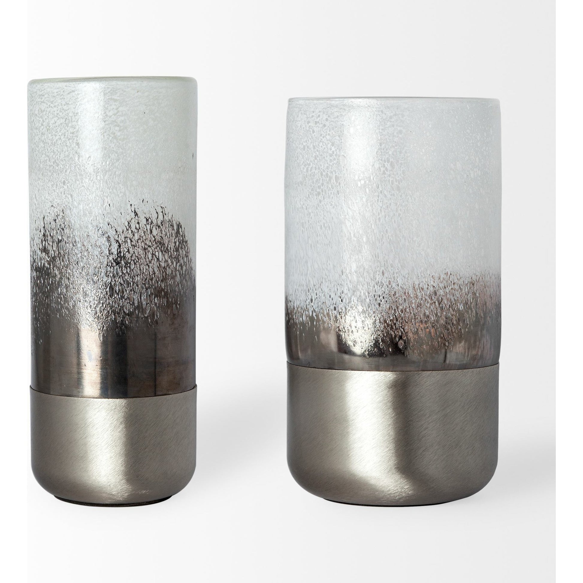 Baltic I White Brushed Metal Bottom Vase by Mercana in white, bronze, silver. Made from unique in a eclectic & global style.