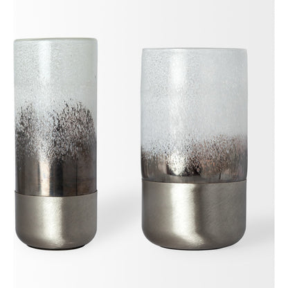 Baltic I White Brushed Metal Bottom Vase by Mercana in white, bronze, silver. Made from unique in a eclectic & global style.