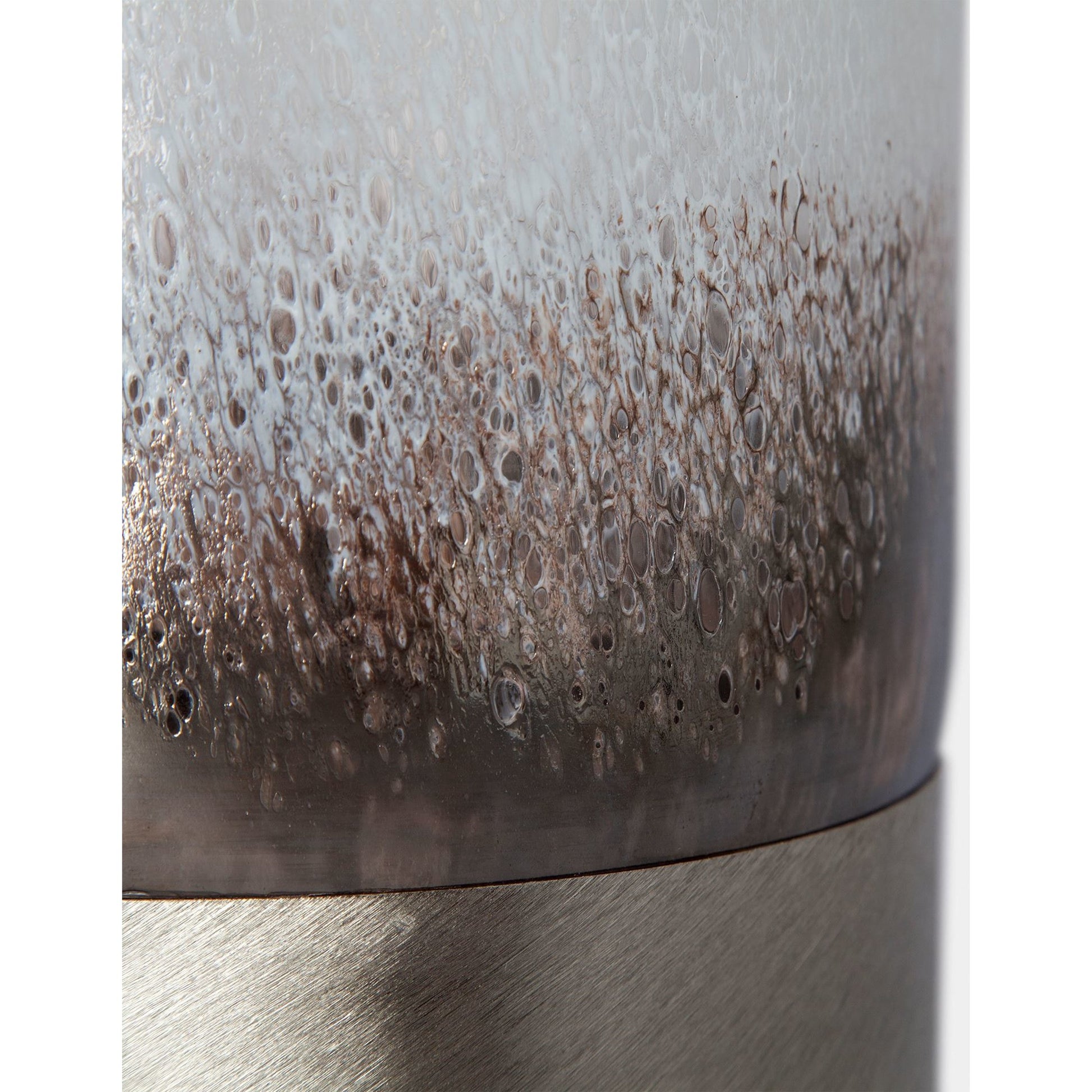 Baltic I White Brushed Metal Bottom Vase by Mercana in white, bronze, silver. Made from unique in a eclectic & global style.