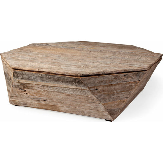 Esagono Coffee Table by Mercana in natural. Made from unique in a rustic style.