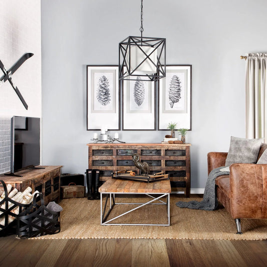 Wilton Sideboard by Mercana in brown. Made from hardwood in a rustic style.