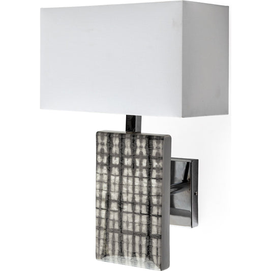 Arcadia Wall Sconce by Mercana in white, metallic silver. Made from ceramic in a eclectic & global style.