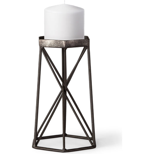 Sixx I Antiqued Hexagonal Table Candle Holder by Mercana in silver. Made from unique in a cottage & farmhouse style.