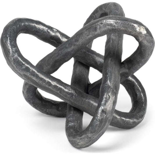 Wilhelm I Link Decor Object by Mercana in satin silver. Made from metal in a modern style.