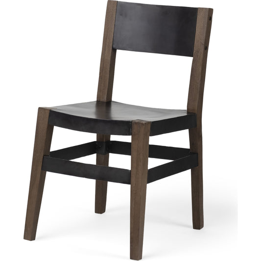 Nell Dining Chair by Mercana in matte black, brown. Made from metal, wood in a modern style.