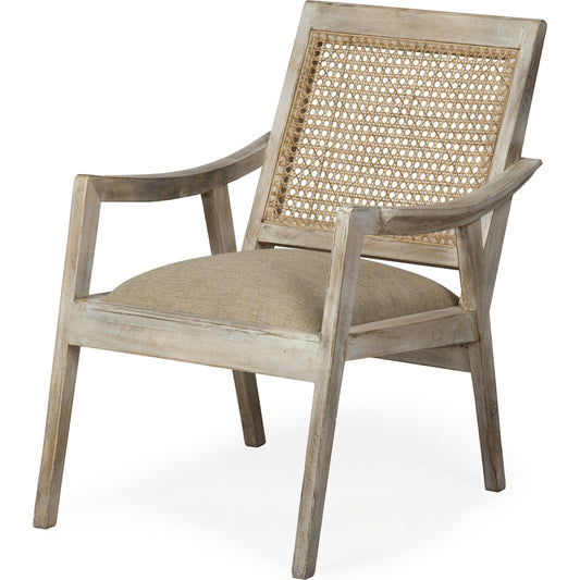 Teryn Accent Chair by Mercana in cream. Made from unique in a eclectic & global style.