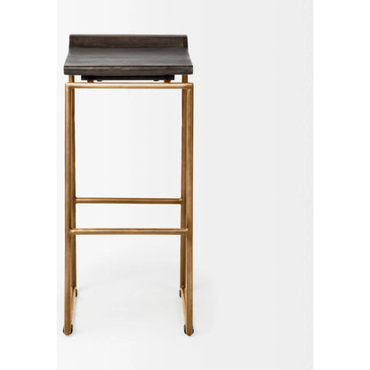 Givens Wood Seat Bar Stool by Mercana in dark brown. Made from unique in a modern style.