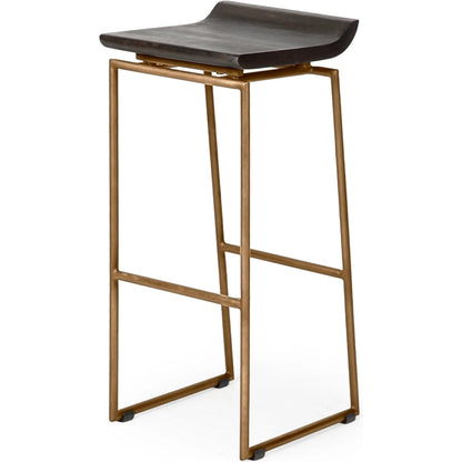 Givens Wood Seat Bar Stool by Mercana in dark brown. Made from unique in a modern style.