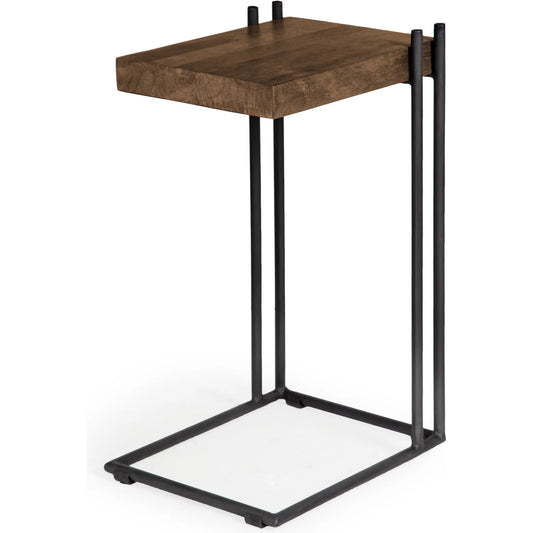 Maddox End/Side Table by Mercana in brown, black. Made from unique in a rustic style.