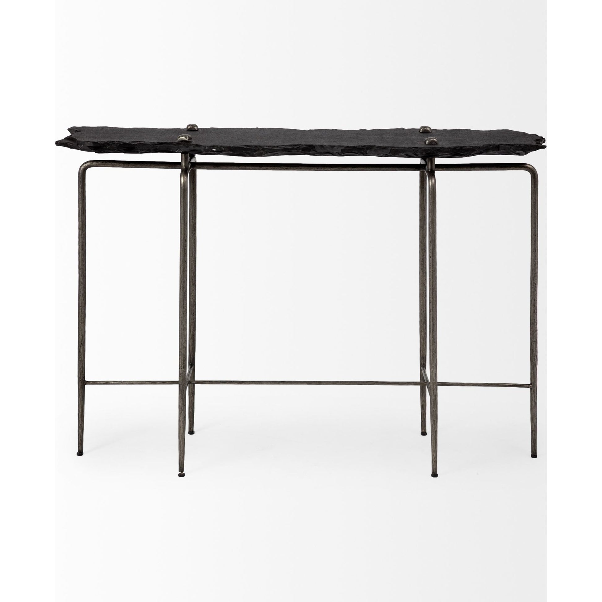 Pinera Console Table by Mercana in white, natural. Made from marble, metal in a modern style.