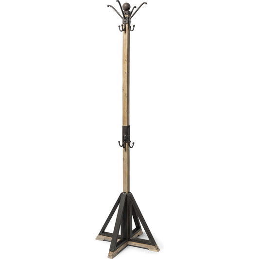 Lamda Coat Rack by Mercana in light, dark brown. Made from metal, wood in a modern style.