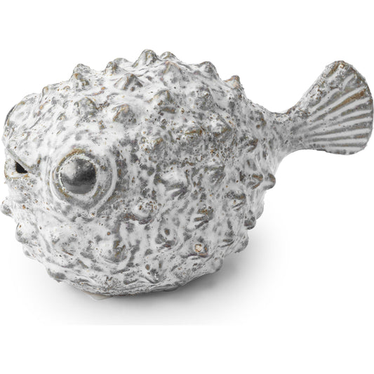Spike I Puffer Fish by Mercana in white. Made from ceramic in a coastal style.