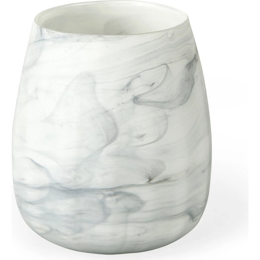 Volta Glass Abstract Pattern Vase by Mercana in off white, gray. Made from ceramic in a modern style.