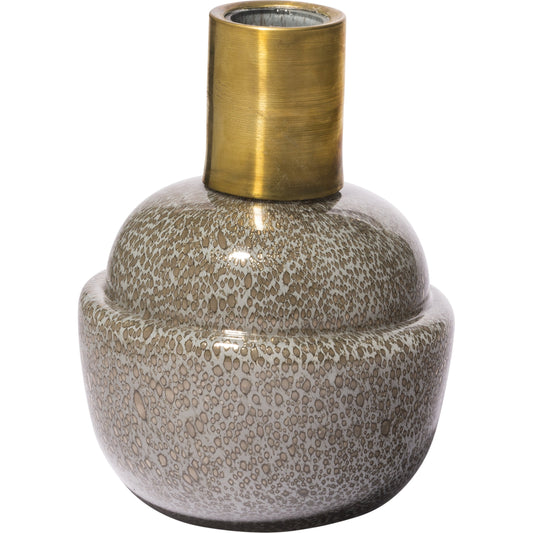 Toba II Spotted Gourd Style Vase by Mercana in antique gold. Made from glass in a eclectic & global style.