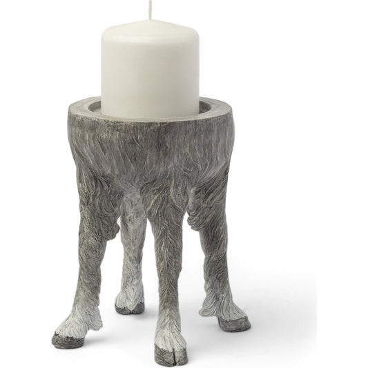 Pan Hoofed Table Candle Holder by Mercana in gray. Made from resin in a eclectic & global style.