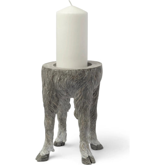 Pan Hoofed Table Candle Holder by Mercana in gray. Made from resin in a eclectic & global style.