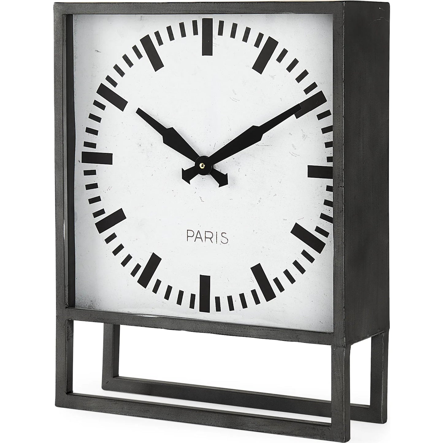 032 SR-387962 | Primary Silo | Felix Square Table Clock by Mercana in white, black. Made from metal in a modern style.