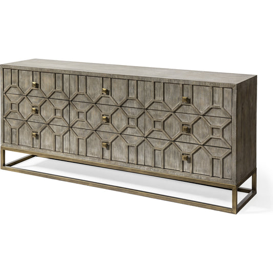 Genevieve Sideboard by Mercana in walnut, brass. Made from metal, wood in a transitional style.