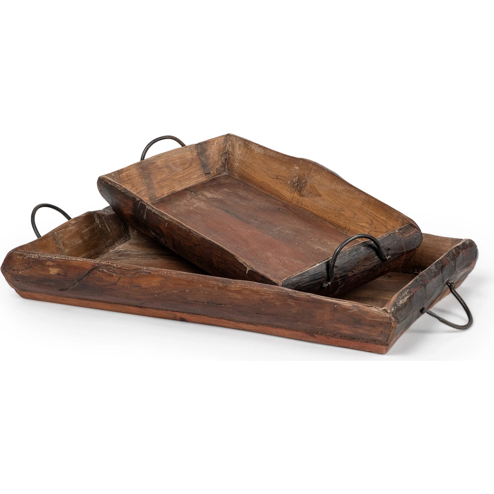 Durone Live Edge Serving Trays Set of Two by Mercana in brown. Made from wood in a rustic style.