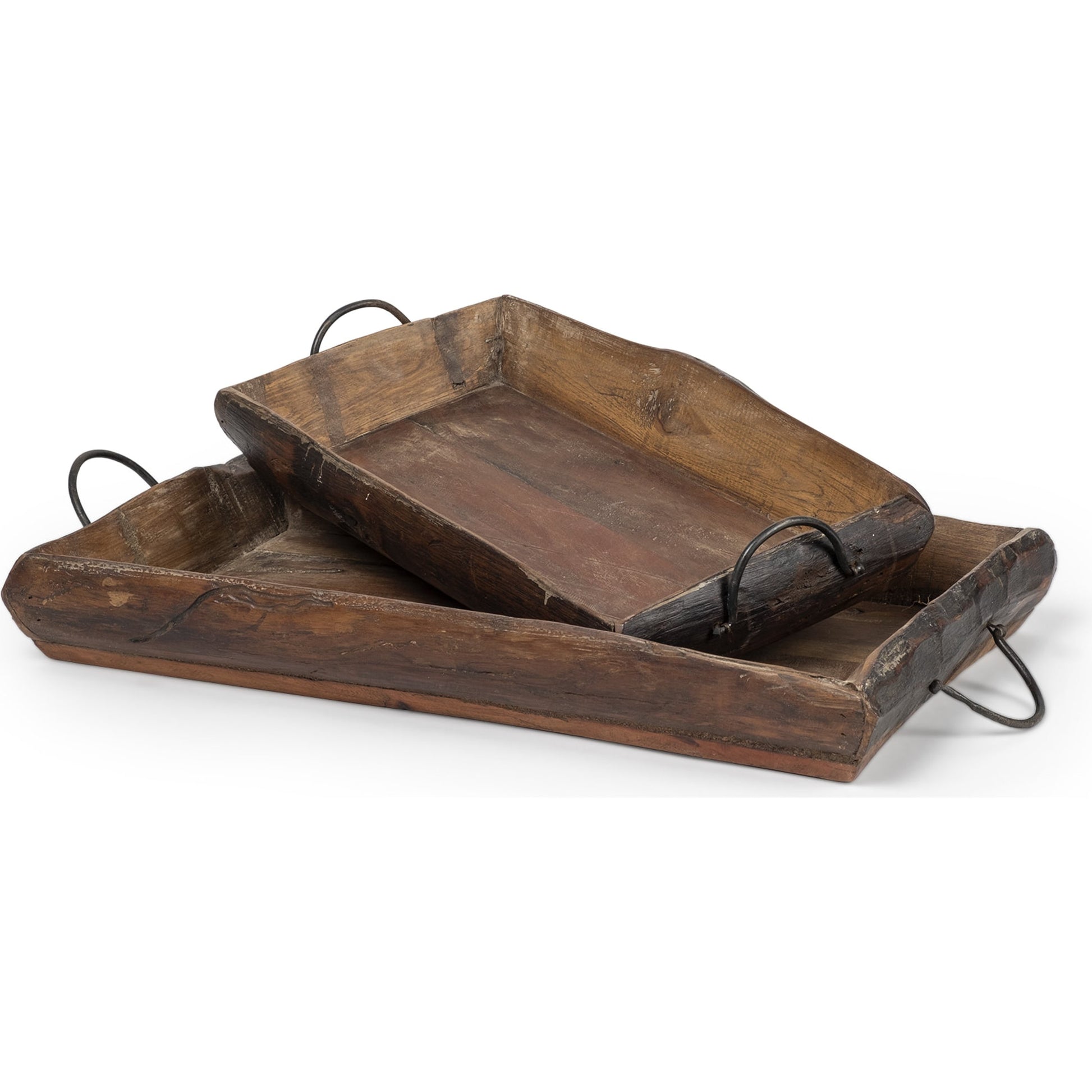 Durone Live Edge Serving Trays Set of Two by Mercana in brown. Made from wood in a rustic style.