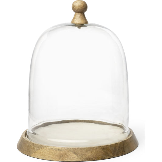 Campana I Wooden Marble Base Cloche by Mercana in light natural brown. Made from wood, marble in a cottage & farmhouse style.
