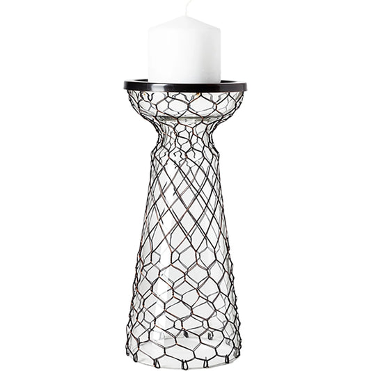 Shandra I Wire Snakeskin Pattern Table Candle Holder by Mercana in black, white. Made from ceramic in a eclectic & global style.