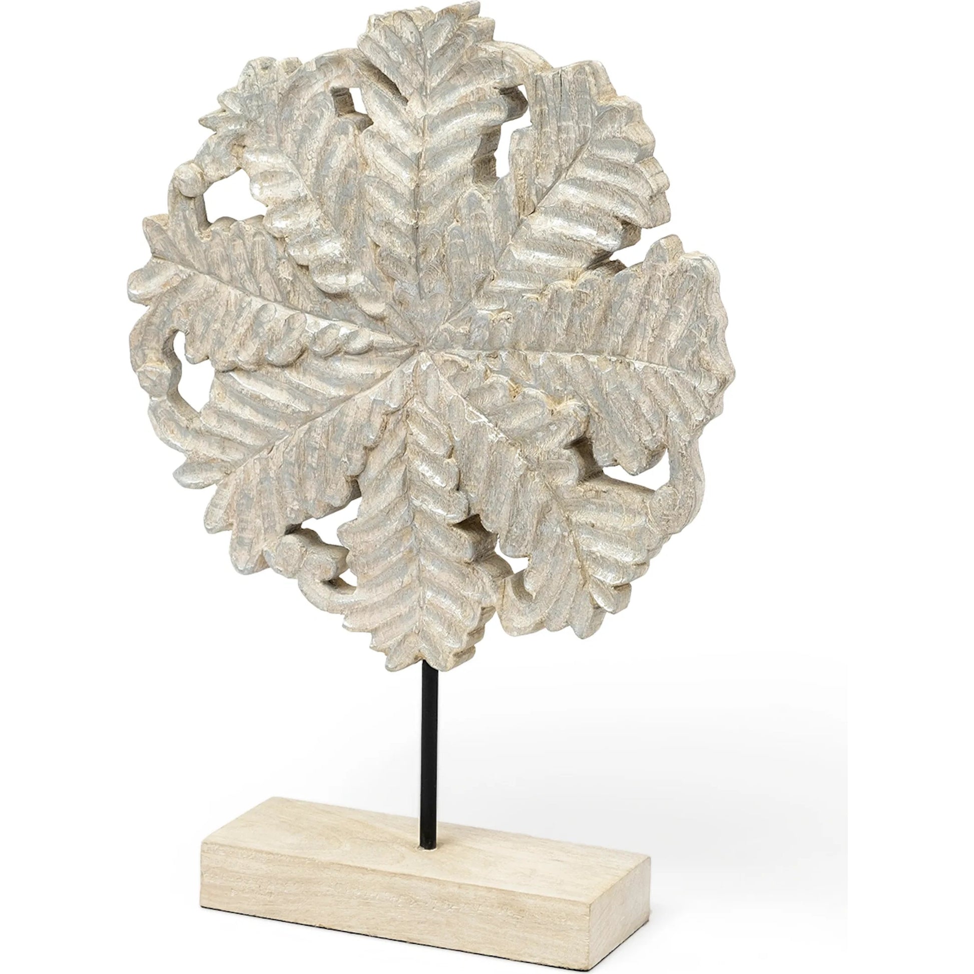 Kamara I Washed Wood W Silver Botanical Decorative Object by Mercana in metallic silver. Made from wood in a eclectic & global style.