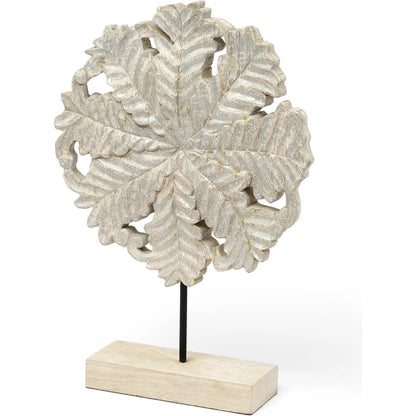 Kamara I Washed Wood W Silver Botanical Decorative Object by Mercana in metallic silver. Made from wood in a eclectic & global style.