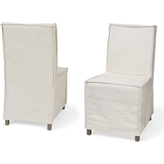 Elbert Dining Chair (Set of 2) by Mercana in gray, light brown. Made from wood, fabric in a transitional style.