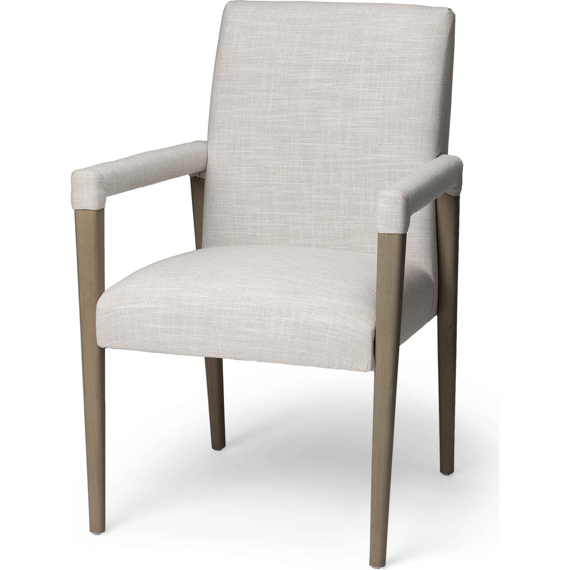 Palisades Dining Chair by Mercana in cream, light brown. Made from wood, fabric in a modern style.
