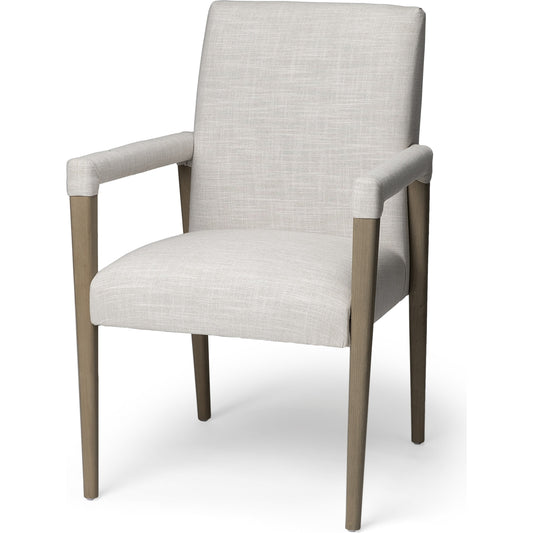 007 None | Unknown | Palisades Dining Chair by Mercana in cream, light brown. Made from wood, fabric in a modern style.