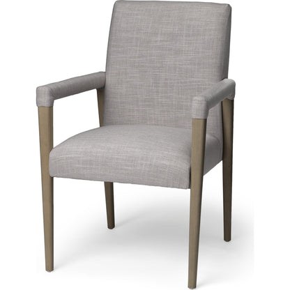 Palisades Dining Chair by Mercana in cream, light brown. Made from wood, fabric in a modern style.